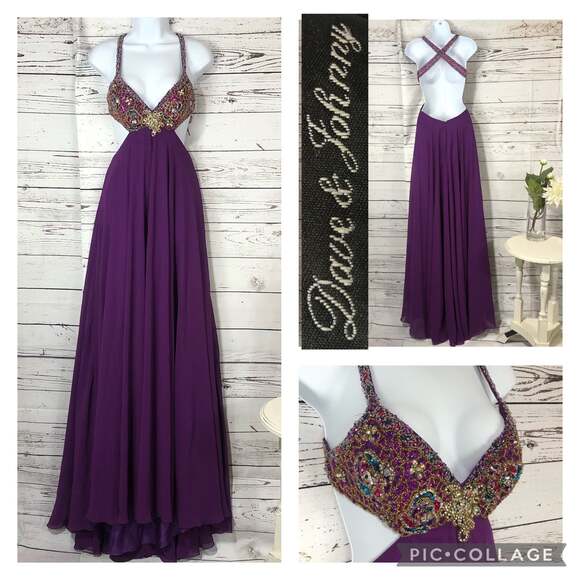 Dave & Johnny sexy side and back cutout with jewels & Sequence purple size 2 - Picture 10 of 12